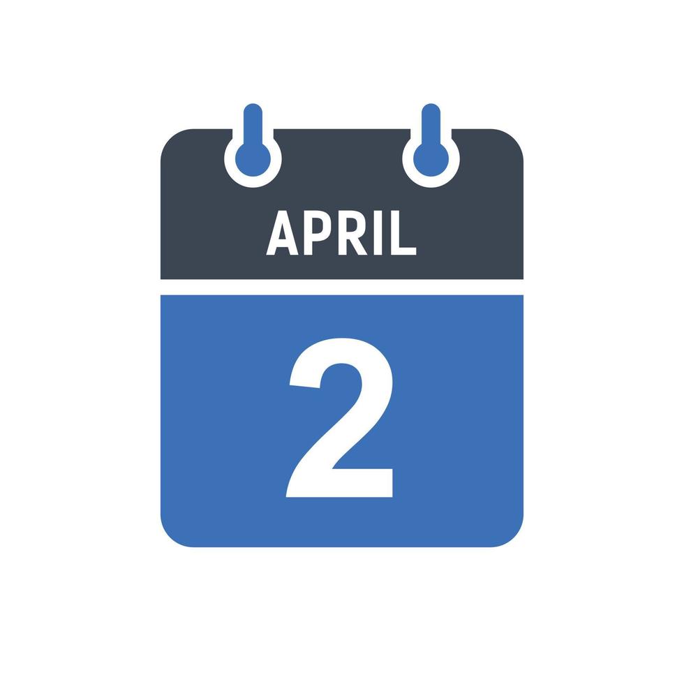 april 2 calendar date icon free vector
