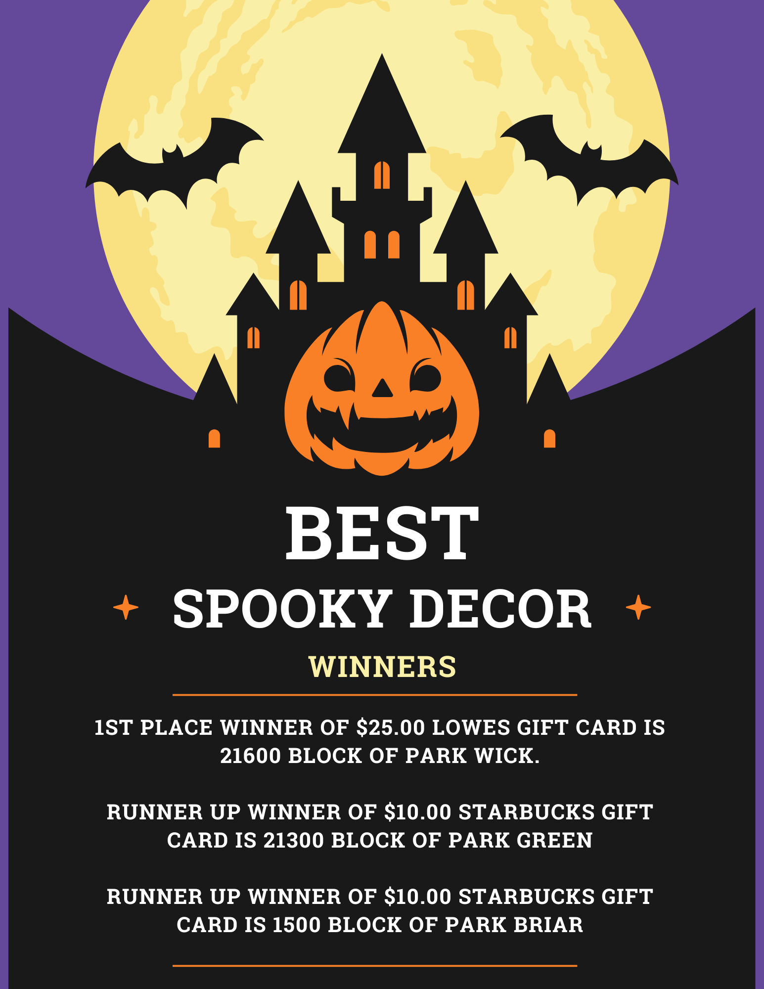 Spooky Decor Winners